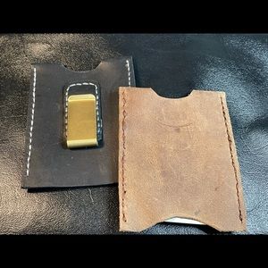 Leather and suede money clips